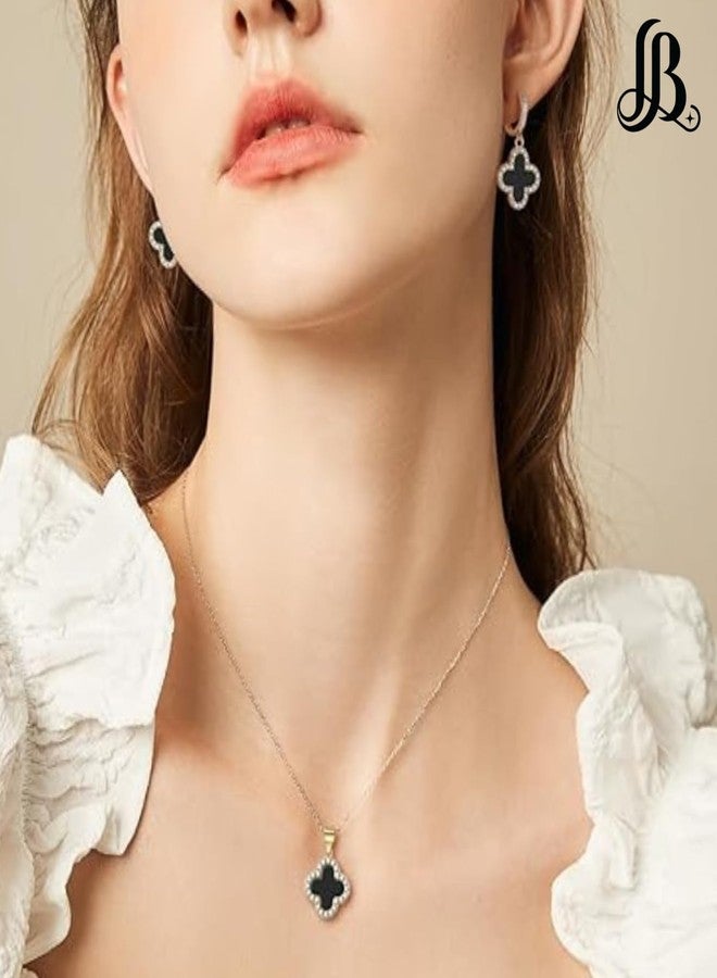 LaBling Jewelry Set with Hoop Earrings for Women | Jewelry Set for Women | Lovely Gift - Black - Image 4